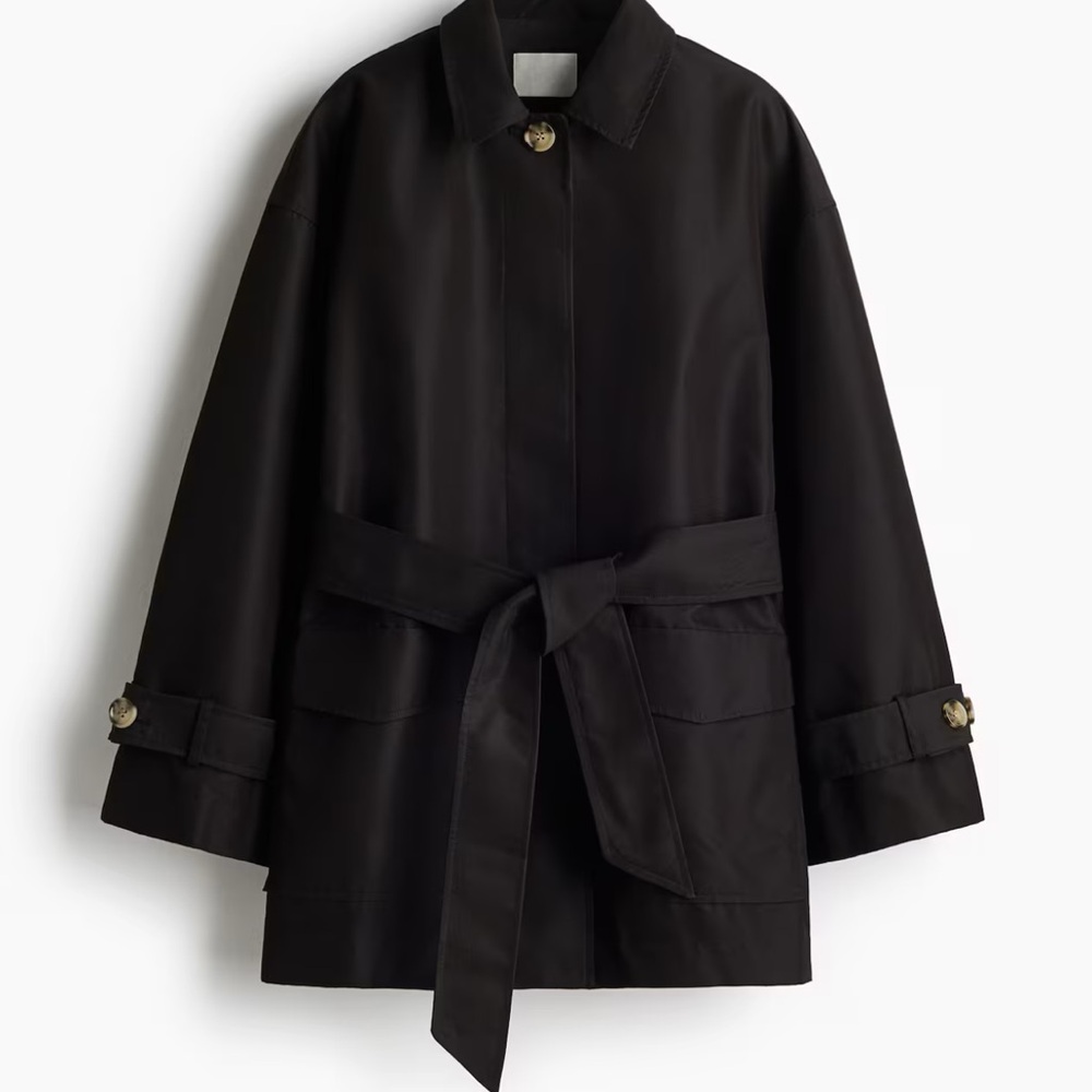 H&M Black Belted Trench Coat